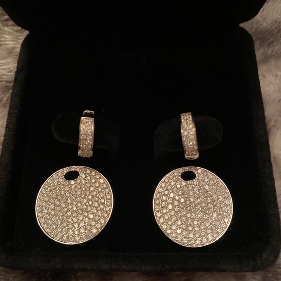 TAL DESIGNS 14KT DIAMOND EARRINGS DISCS & HUGGIES GSI1 2.55CTS W/G 585 BRAND NEW - Picture 4 of 13
